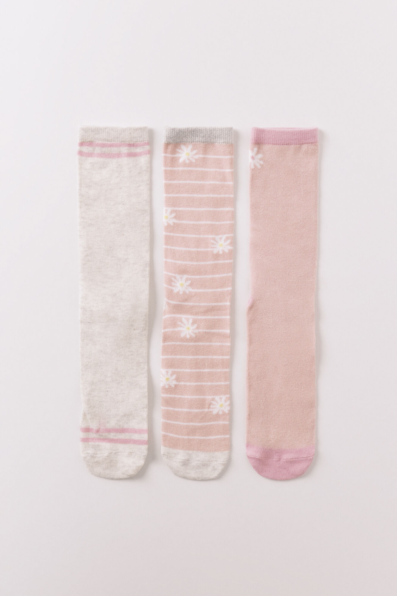 Women'secret Paquete de 3 calcetines largos con estampado de flores