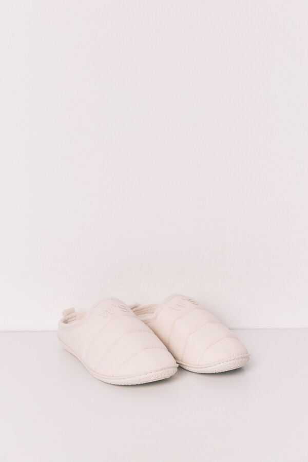 Women'secret Pantuflas acolchadas blancas marfil