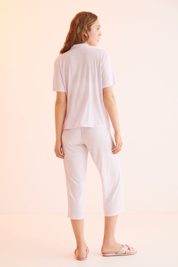 Womensecret Pijama camisera capri morado morado/lila
