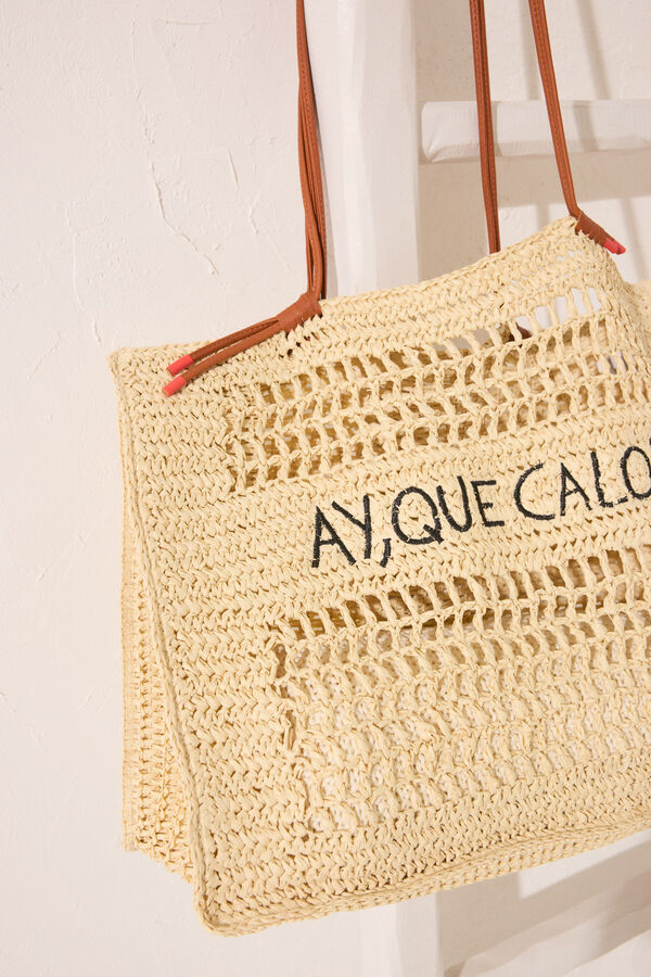 Womensecret Bolsa grande de rafia , bolsa café