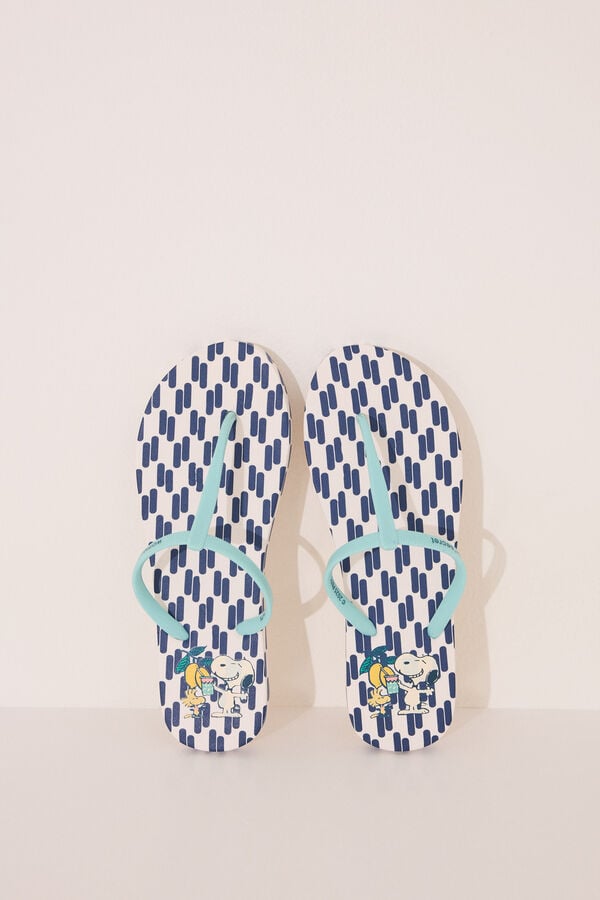 Womensecret Chanclas con estampado geométrico de Snoopy estampado