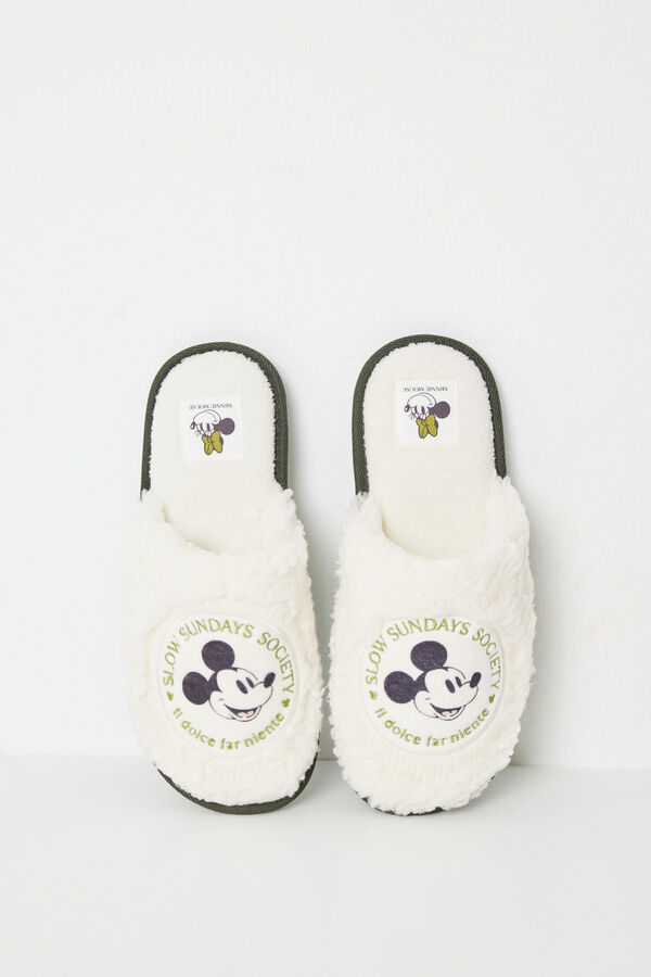 Womensecret Pantuflas para casa de piel de Mickey Mouse gris
