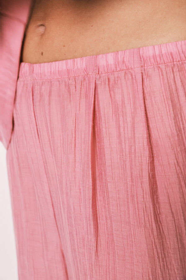 Women'secret Pijama larga satinada rosa rosa