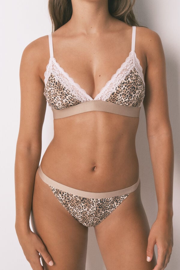Women'secret Panty brasileño con estampado animal marrón  estampado