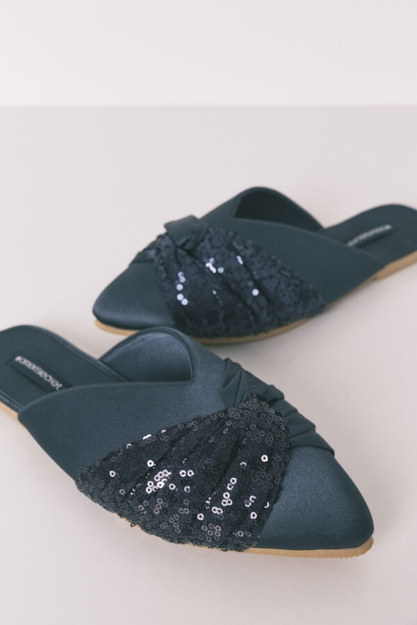 Women'secret Zapatilla de satén azul con pantufla azul