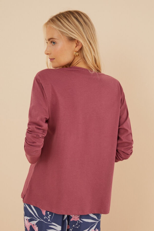 Womensecret Camiseta 100% algodón carmín blonda púrpura
