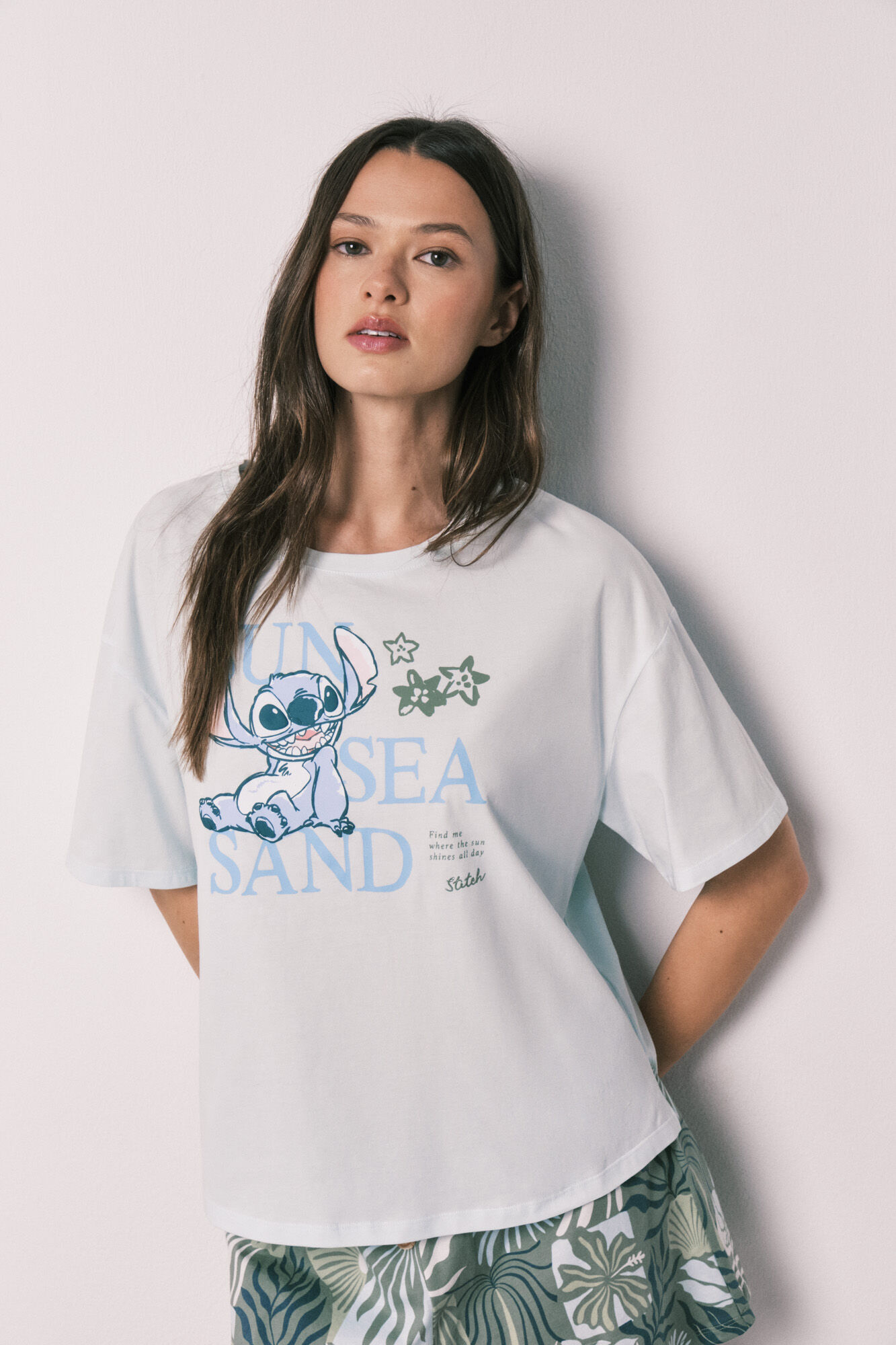 Women'secret Pijama corta de manga corta Stitch azul