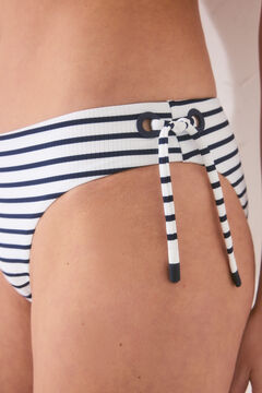 Womensecret Panty de bikini clásica con lazo o lazo de rayas azul marino 
