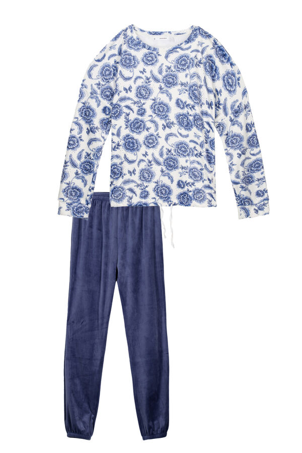 Womensecret Pijama larga terciopelo elástico suave estampado