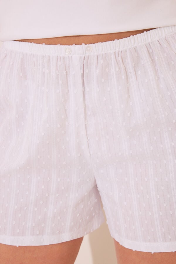 Womensecret Pijama de tirantes de algodón blanco blanco