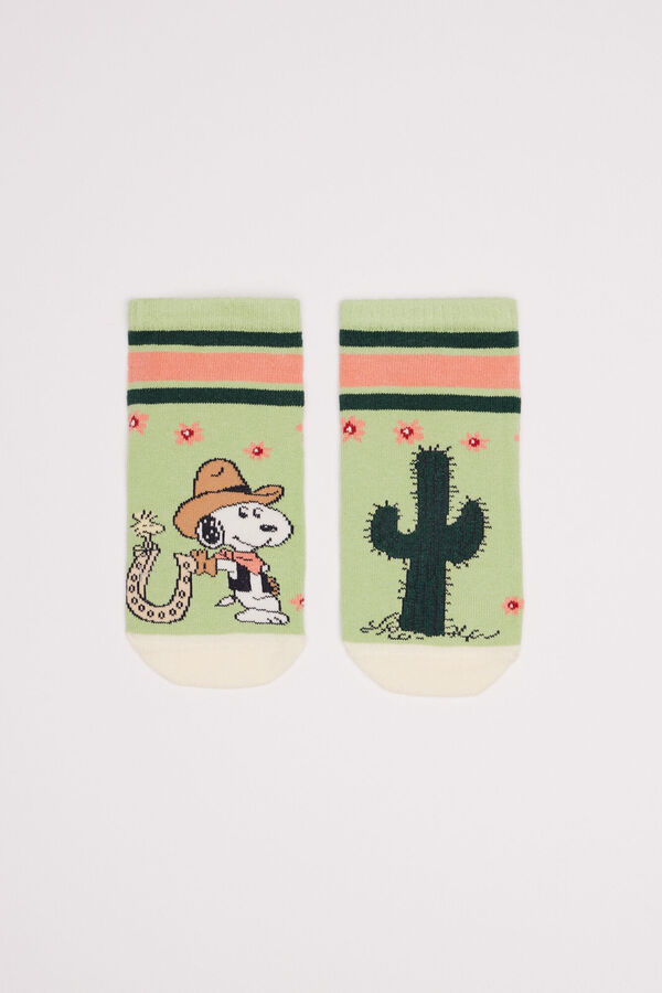 Womensecret Calcetines cortos algodón Snoopy Cowboy verde