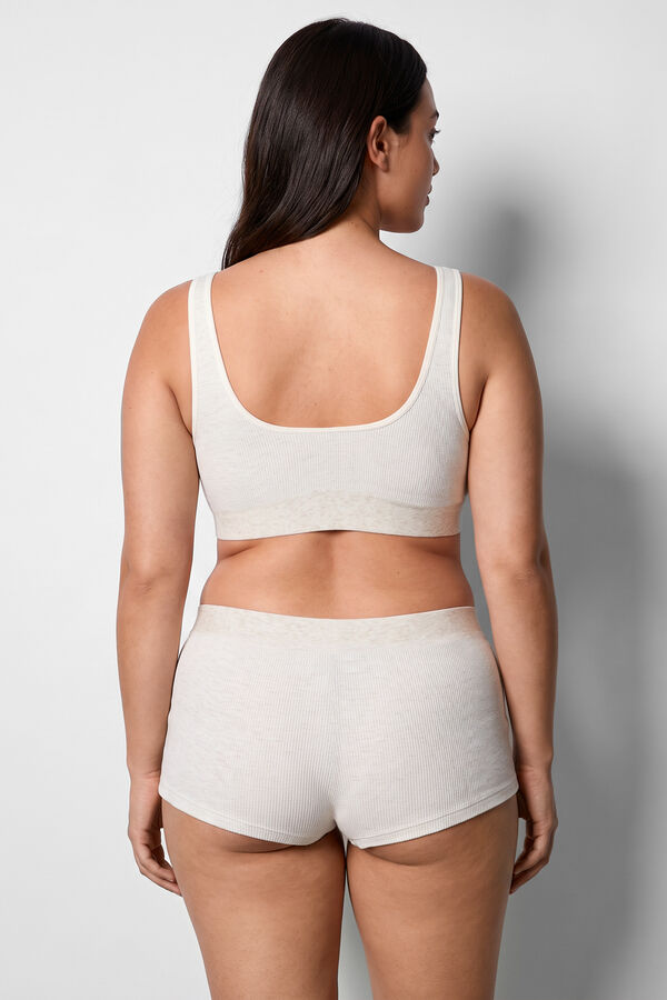 Women'secret Brasier triangular halter acanalado beige nude