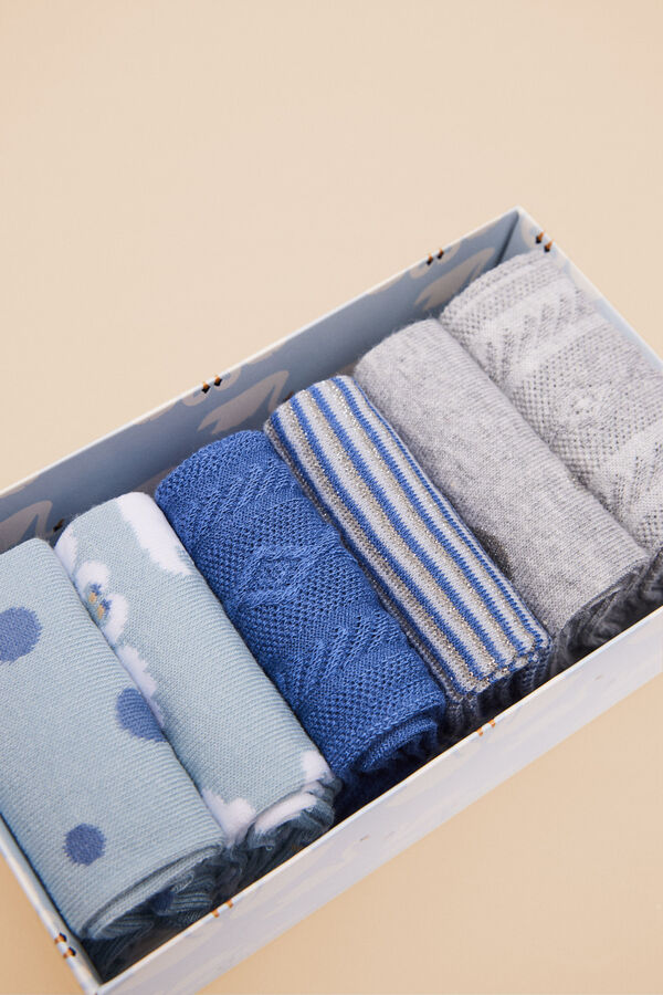 Womensecret Pack 6 calcetines estampados azul