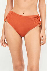 Gisela Panty de bikini de tiro alto de piqu&eacute; lurex dorado naranja