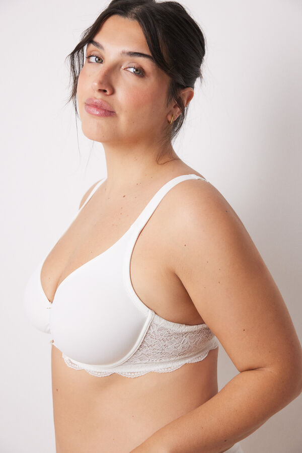 Womensecret REAL brasier reductor microfibra y encaje blanco amarillo