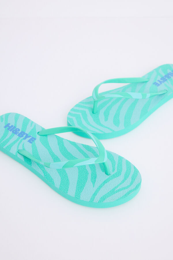 Womensecret Chanclas con estampado de logo verde estampado