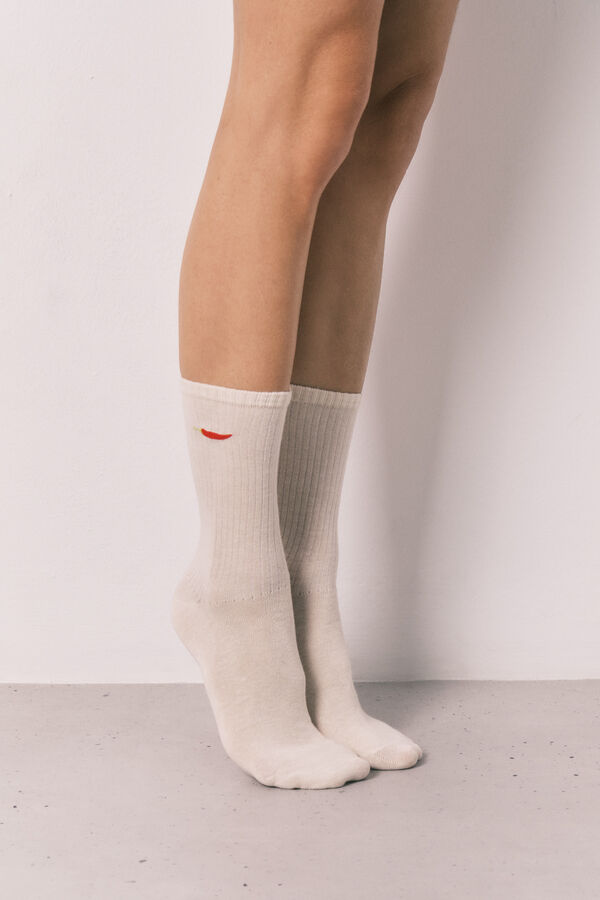 Women'secret Pack 3 calcetines largos estampado de chiles nude