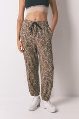 Women'secret Pantalón largo con estampado animal marrón estampado