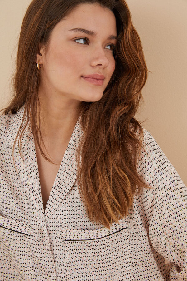 Womensecret Pijama camisera satín rombos blanco