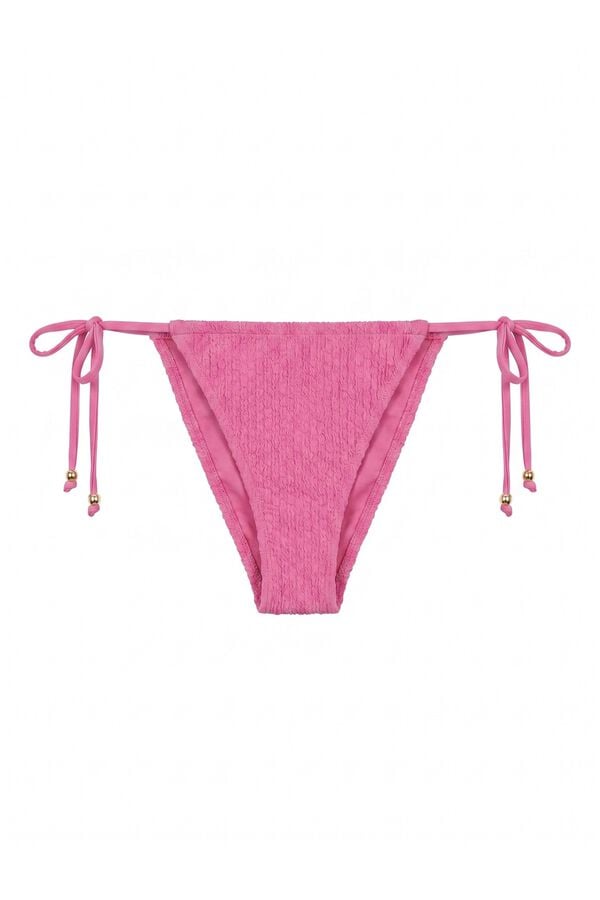 Women'secret Panty de bikini brasile&ntilde;o de tiras con textura de rombos rosa rosa