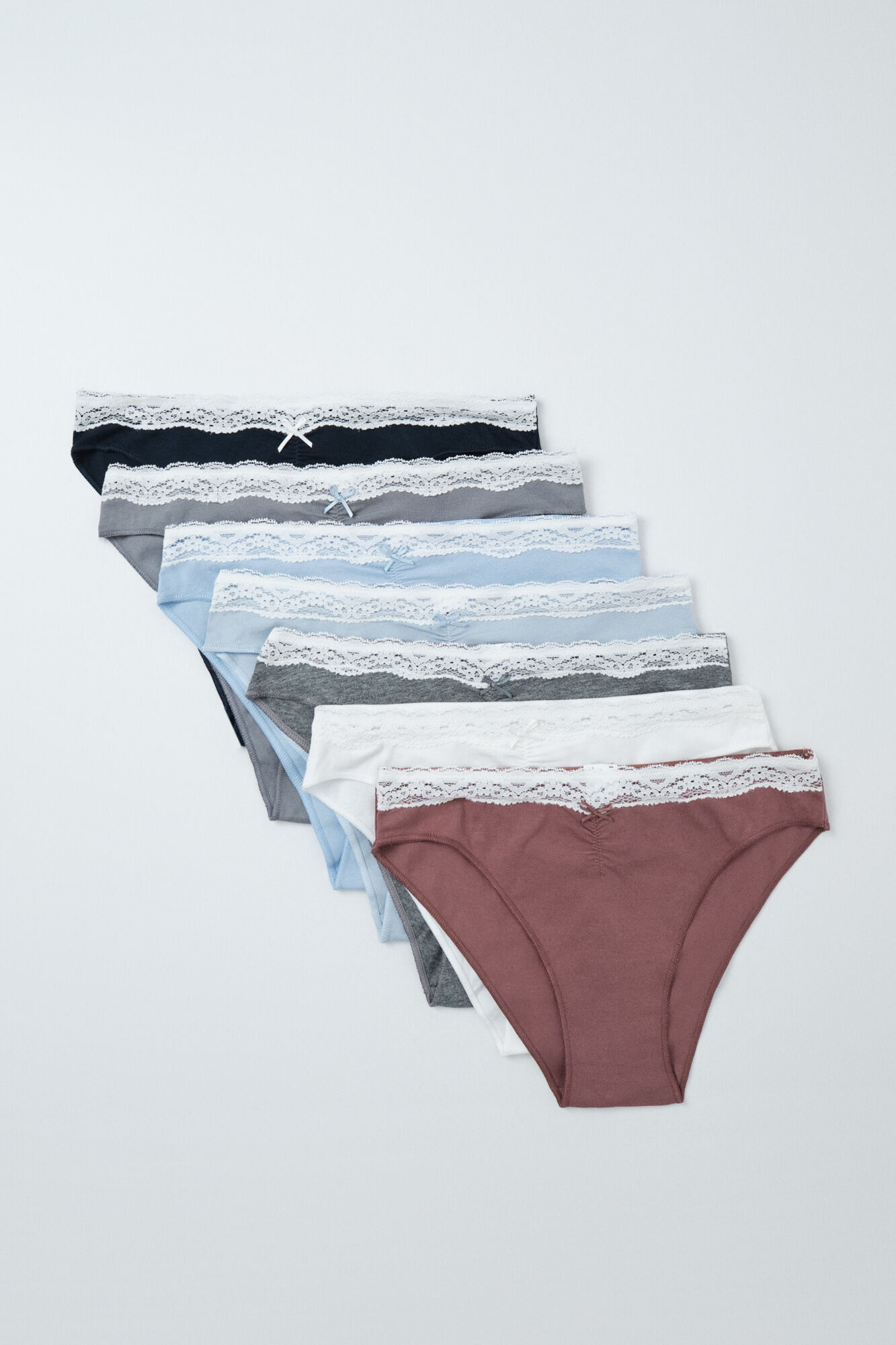 Women'secret Pack 7 bragas cl&aacute;sicas algod&oacute;n lisas encaje