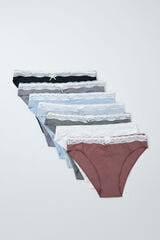 Women'secret Pack 7 bragas cl&aacute;sicas algod&oacute;n lisas encaje blanco