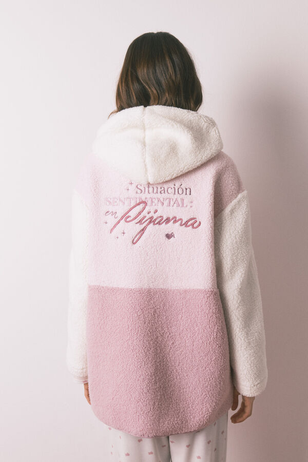 Women'secret Bata de borrego multicolor con capucha rosa