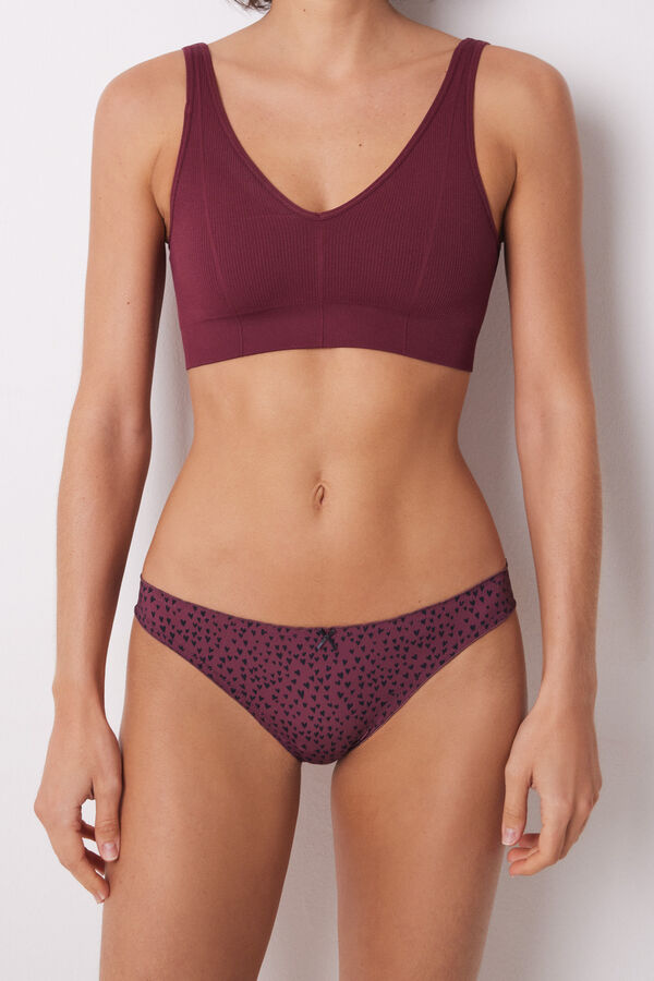 Womensecret Braga brasileña microfibra fruncido granate púrpura
