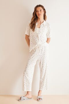 Womensecret Pijama camisero Capri soft touch marfil blanco