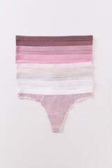 Women'secret Pack de 7 tangas de algodón con estampado rosa blanco