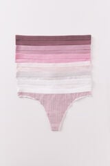 Women'secret Pack de 7 tangas de algodón con estampado rosa blanco