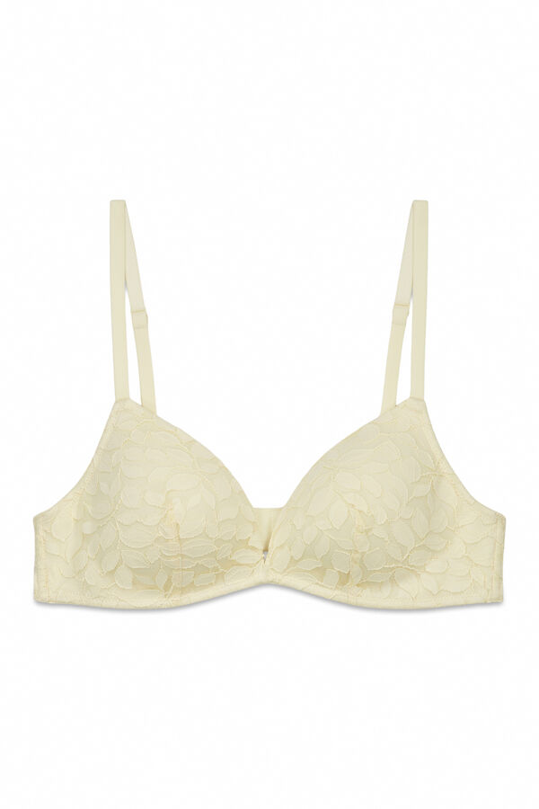 Women'secret Brasier triangular CHARMING relleno de encaje beige caf&eacute;