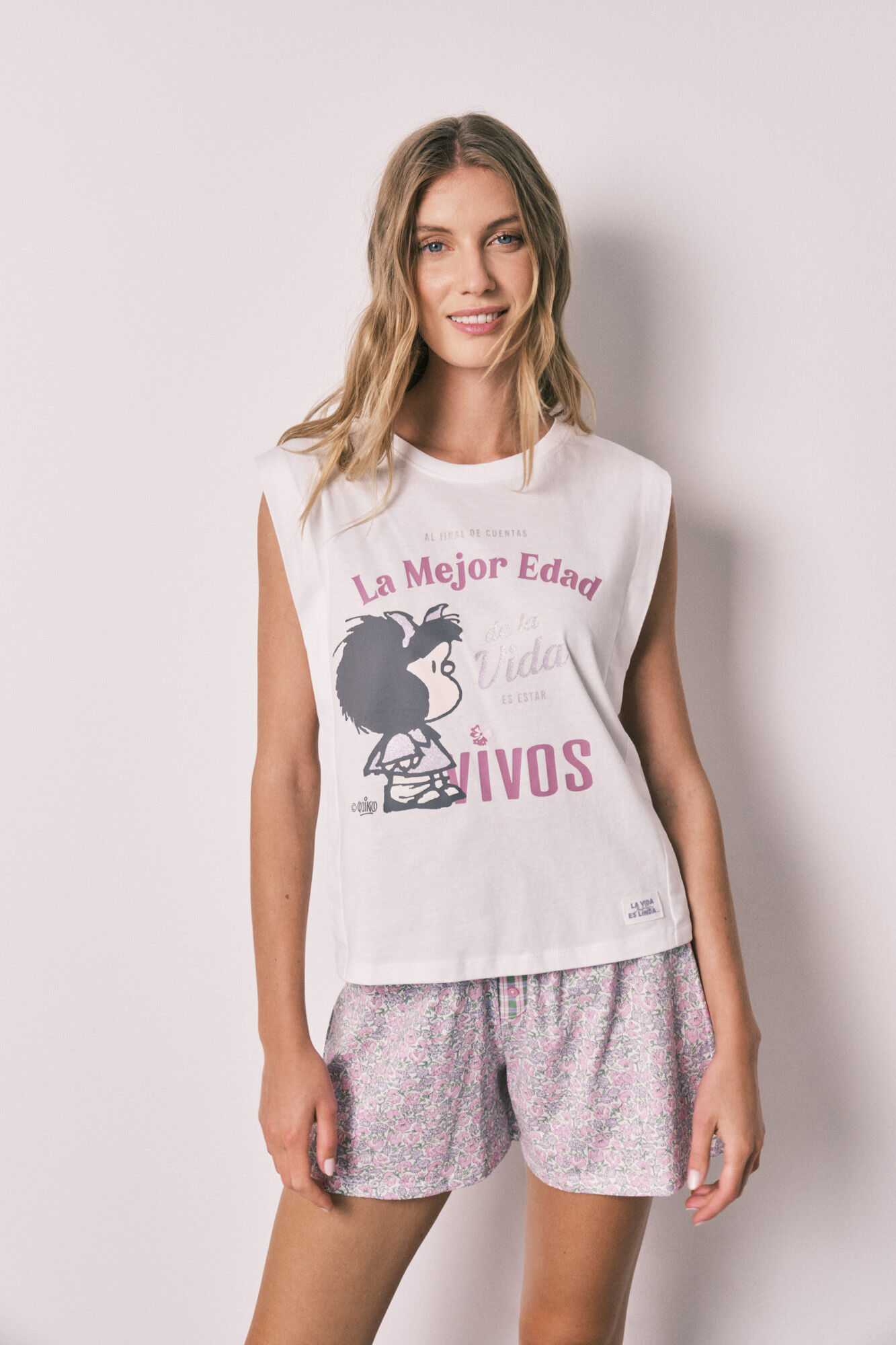 Women'secret Pijama corta de algod&oacute;n Mafalda