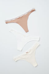 Women'secret Pack 3 tangas algod&oacute;n lisas encaje blanco