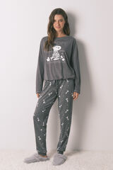 Women'secret Pijama larga de Snoopy 100% algodón gris