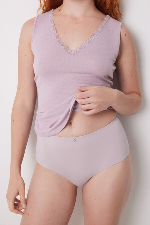Womensecret Panty alto clásico microfibra lila morado/lila