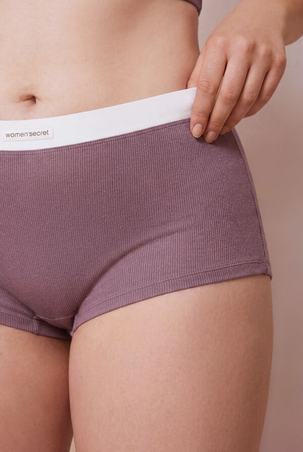 Women'secret Panty boxer sin costuras acanalado morado morado/lila
