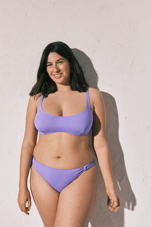 Women'secret Top de bikini horizontal con aro lila morado/lila