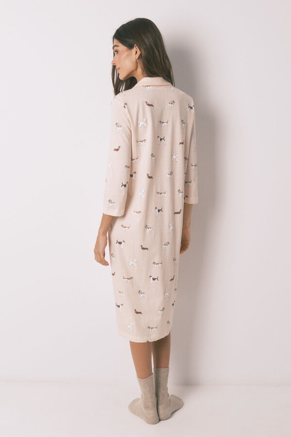 Women'secret Camis&oacute;n midi estampado de rayas y perritos de 100% algod&oacute;n naranja