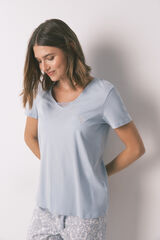 Women'secret Pijama 100% algod&oacute;n con estampado floral azul azul