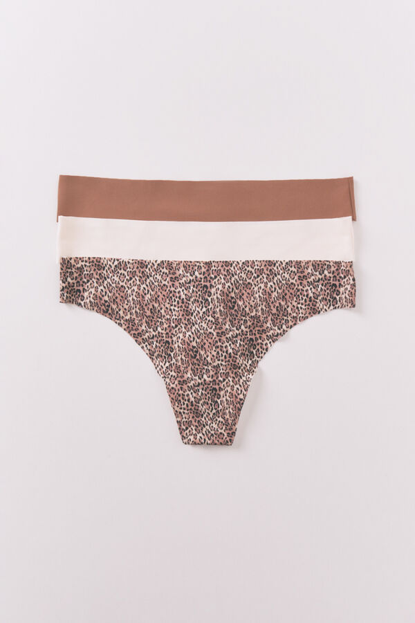 Women'secret Pack de 3 tangas con estampado animal  kaki
