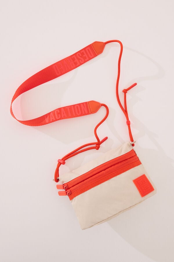 Womensecret Bolsa de bolsa cartera de nailon beige. café