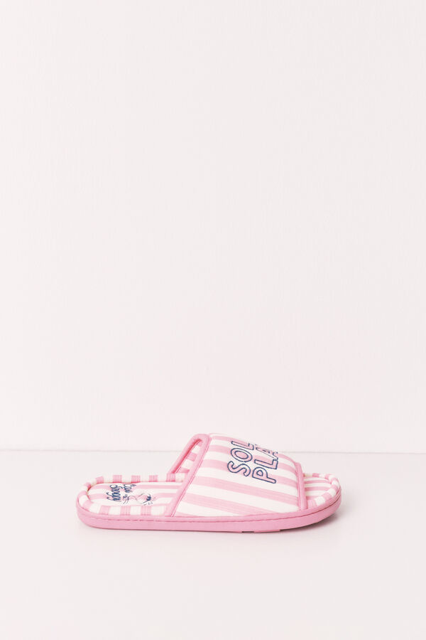 Women'secret Pantunflas de rayas rosas estampado