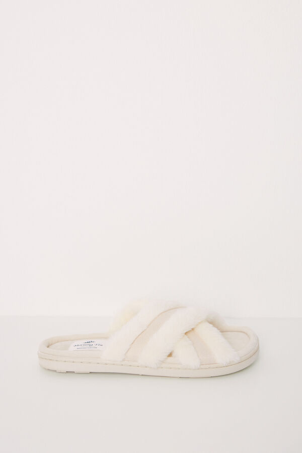 Womensecret Pantuflas casa acolchadas beige gris