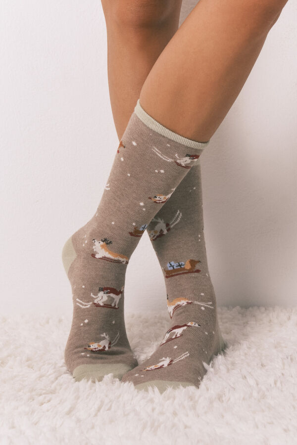 Women'secret Paquete de 6 calcetines largos de algodón para perros  verde