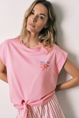 Women'secret Pijama corta de algod&oacute;n Pantera Rosa anudado rosa