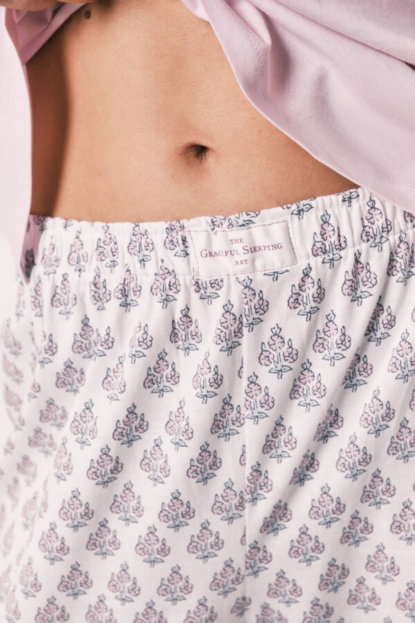 Women'secret Pijama estampada de sellos de 100% algod&oacute;n rosa rosa
