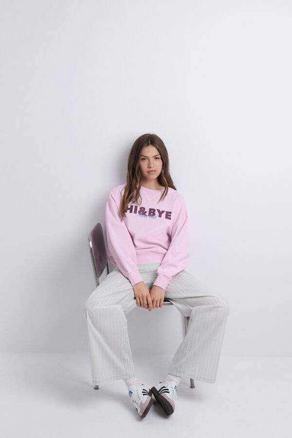 HI&BYE Sudadera de felpa rosa liso rosa