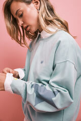 HI&BYE Sudadera de felpa de algod&oacute;n azul azul