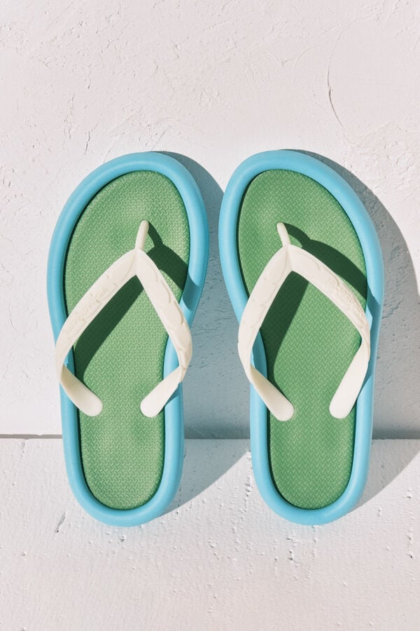 Women'secret Chanclas efecto bloques color azul